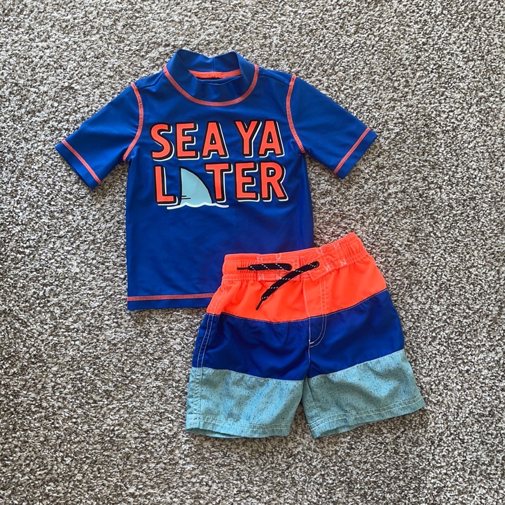 Carter’s rash guard 2T swim top and bottom
